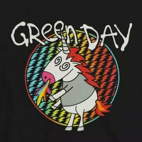 Green Day Rainbow Unicorn Punk Rock Shirt - Picture 2 of 2